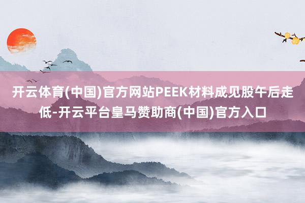 开云体育(中国)官方网站PEEK材料成见股午后走低-开云平台皇马赞助商(中国)官方入口