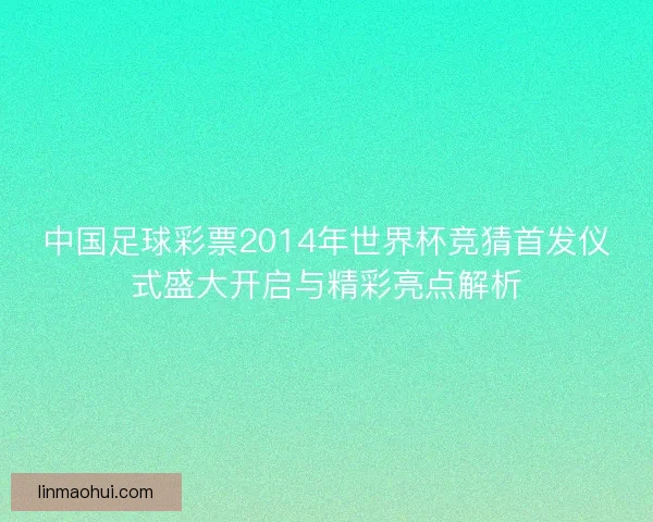 中国足球彩票2014年世界杯竞猜首发仪式盛大开启与精彩亮点解析